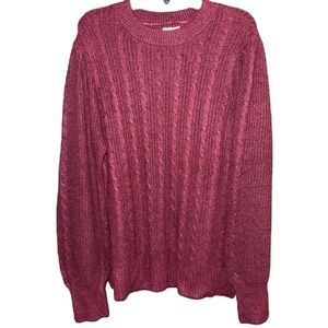 NWT Crown & Ivy Women's Burgundy Cable Knit Long Sleeve Sweater Size XXL